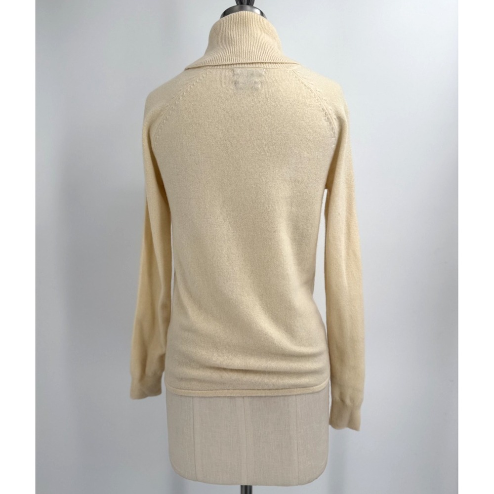 Massimo Dutti Turtleneck Sweater XS Wool Cashmere Tie Front Beige Minimalist - Picture 7 of 12